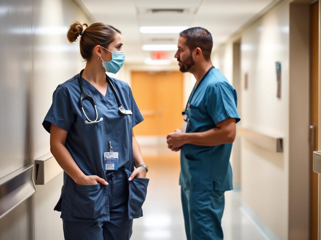 Healthcare hiring manager reviewing allied health candidates in a clinic office
